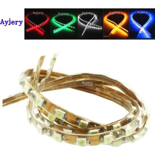 AYJERY 100PCS 45 LED 45CM 1210 SMD Car Flexible LED Eyebrow Strip Light Lamp White Blue Red Yellow Green Bar Day Lights 12V