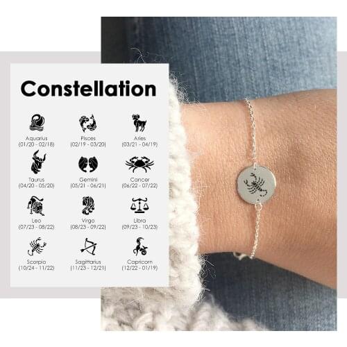 Visunion 13MM Customized Bracelet for Women Engraving Twelve Constellations 316L Stainless Steel Bracelet Wholesale Dropshipping