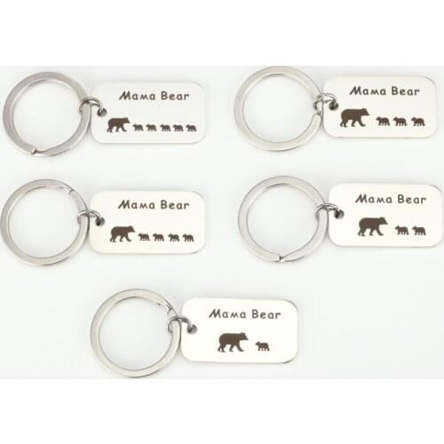 Almighty Mother Mama Bear Key chains Stainless Steel Key Ring Thanksgiving day gift for mother Fashion Accessories 2018