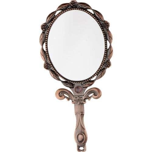 Decorative Foldable Round Hand Held Mirror Vanity Makeup Mirror Table Tail