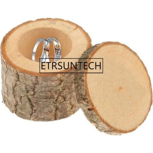 100pcs Rustic Blank DIY Wood Ring Box Wedding Valentines Decoration Wooden Ring Holder Gift Box