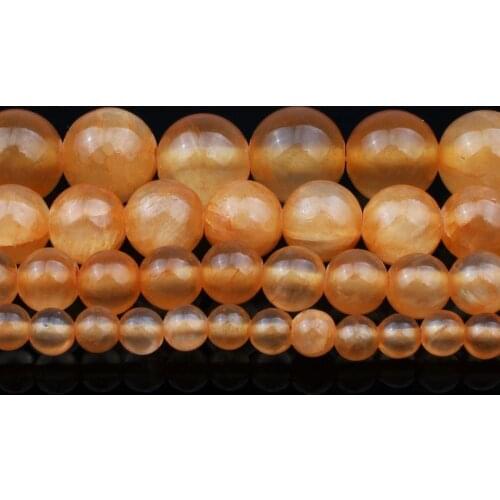 4/6/8/10mm Smooth Orange Jades Stone Beads Round Loose Beads For Fashion Accessories Jewellery Making 15''/Strand