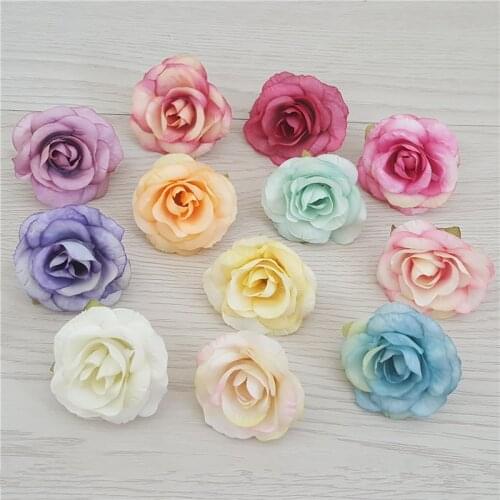 15pcs 4cm11color Artificial simulation silk tea rose flower head DIY wedding decoration corsage wrist flower garland accessories