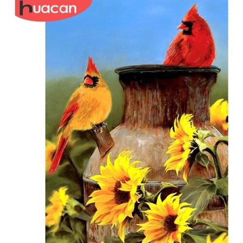 HUACAN Full Square/Round Diamond Painting 5d Bird Mosaic Sunflower DIY Diamond Embroidery Animal Needlework Home Decor