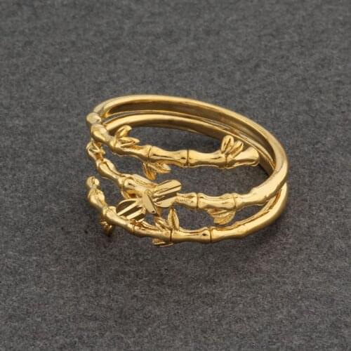 New Ethnic Style Women Finger Rings With Bamboo Shape Design Gift For Women Gold Color Trendy Jewelry Open Rings Free shipping