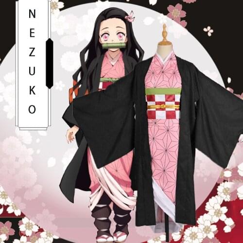 Anime Comic Demon Slayer: Kimetsu no Yaiba Cosplay Costumes Kamado Nezuko Cosplay Costume Women Girls Cosplay Clothes Kimono