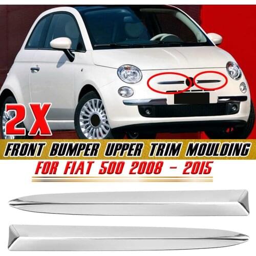 L/R Chrome Silver Car Front Bumper Upper Trim Moulding For Fiat 500 2008-2015 735455041 Front Bumper Trim Cover Chromium Styling