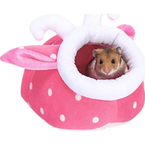 Cute Cartoon Sheep Shape Rabbit Hamster House Bed Rat Squirrel Winter Warm Hanging Cage Hamster Nest Small Pet Soft Bed Cages