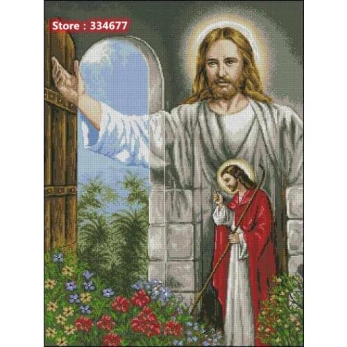 Christ at Hearts Door Jesus Top Quality Embroidery Needlework Print 14CT Unprinted Art Cross Stitch Kits DIY Handmade Decor