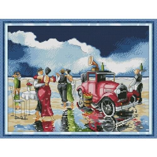 Beach ball cross stitch kit aida 14ct 11ct count print canvas cross stitches stitching needlework embroidery DIY handmade