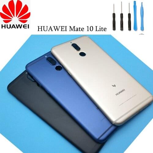 Original Huawei Mate 10 Lite Glass Battery Back Cover + Camera Lens Frame Rear Door Housing Case Replacement Part Free Tools