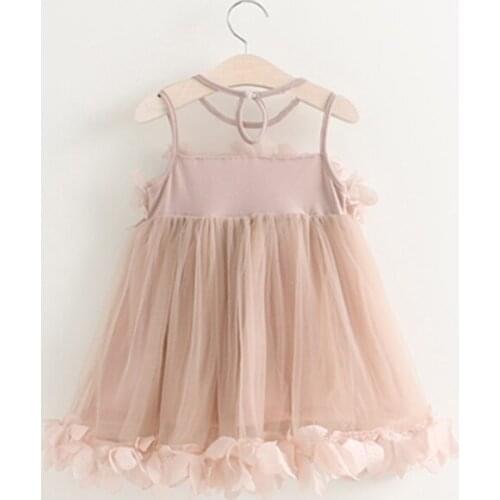 Girls Dress 2018 New Summer Mesh Girls Clothes Pink Applique Princess Dress Children Summer Clothes Baby Girls Dress
