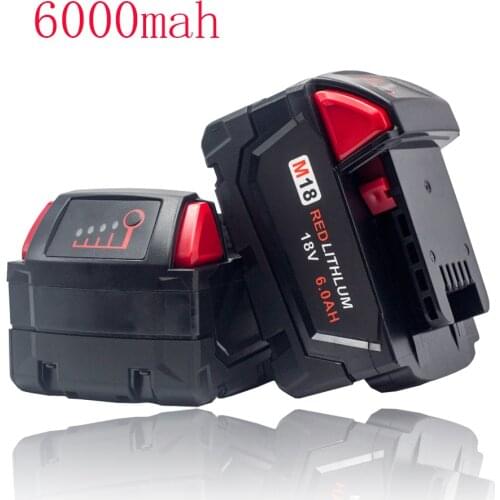 Suitable For Milwaukee M18 Battery 18v 6.0AH M18B2 M18B4 L50 Cordless Power Tool Battery + Charger Set Strong Power
