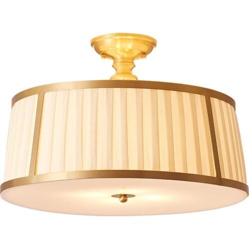 American Style Ceiling Lamp Creative Fabric Acrylic Lampshade Post Modern Bedroom Study Entrance Aisle E27 Copper Ceiling Lights