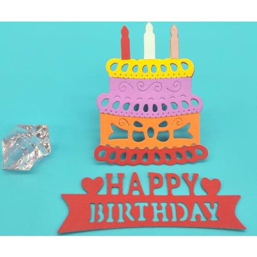 Happy birthday, birthday cake, cake metal cutting mold, scrapbook, paper gift card, DIY decoration molding template