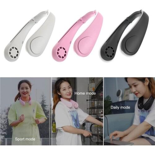 Neck Fan Portable Bladeless Fan Rechargeable Fan 2000mAh Sport Neck Hanging Fans for Home Outdoor Air Cooling