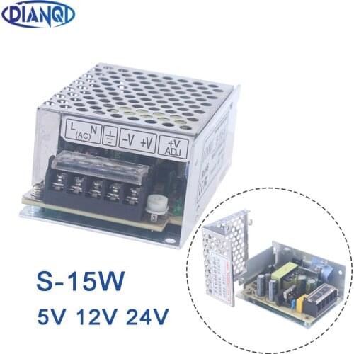 DIANQI S-15-5 led power supply unit 15W 5V 12V 24V 3A ac dc converter variable dc voltage regulator adjustable output voltage