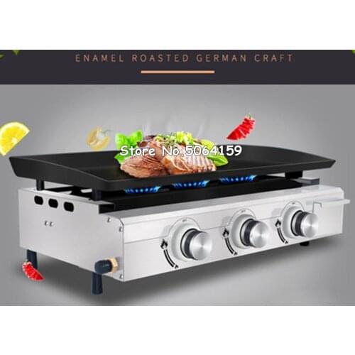 High Quality LPG Gas BBQ Grills 3 Burners Gas Griddle Plancha Outdoor Barbecue Tools Heavy Duty Machine Camping Cooking Machine