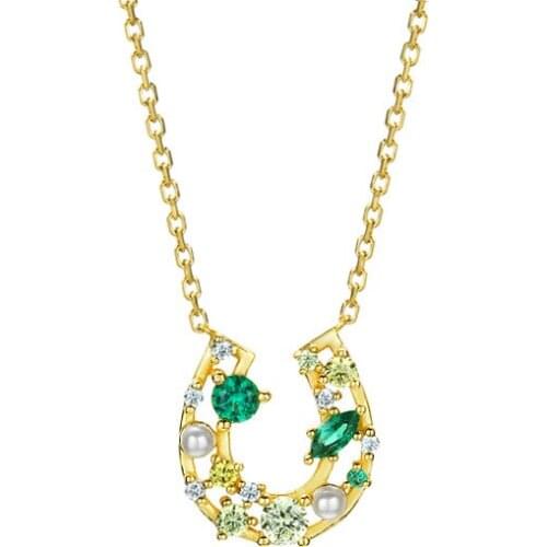 Korean sterling silver chain 925 lucky U zircon pearl necklace Exquisite Accessories with Extension pendant necklaces female