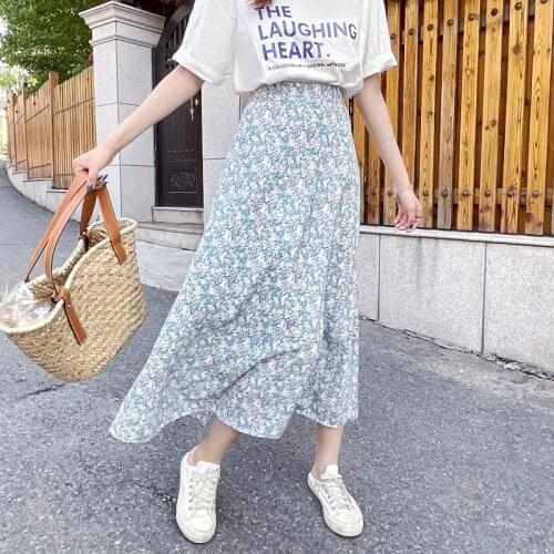 Womens Skirt Vintage Clothes Long Skirts White Harajuku Summer High Waist Streetwear 2021 Fashion flowy Spring Elastic Chiffon