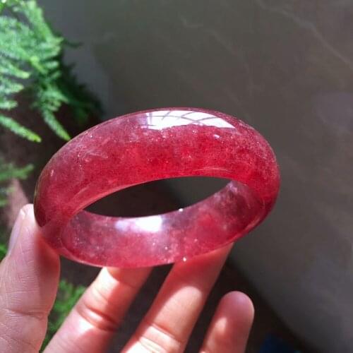 100% Natural Ice Red Strawberry Quartz Crystal Bangles Lady Bracelets For Women Crystal Female Inner Diameter 60mm AAAAAA