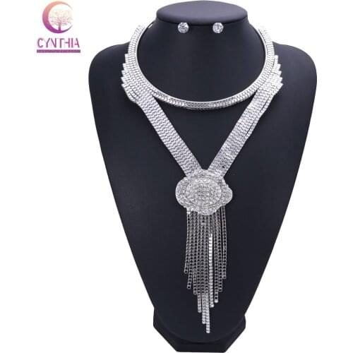 Fashion Alloy Torques Long Tassel Choker Necklace For Women Accessories 2017 Maxi Collar Statement Necklaces & Pendants