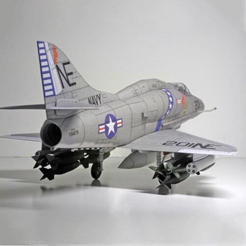 1:33 U.s. A-4 Skyhawk Aircraft Diy Emulational Diy Paper Military Educational Construction 3d Card Model Model Toys Set Bui P1i2