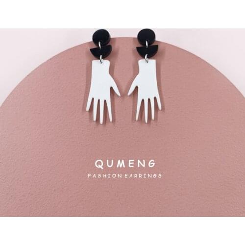 2020 New Trendy Acrylic White Palm Hand Punk Gesture Pendant Womens Earrings Cute Girls Yiwu jewelry wholesale