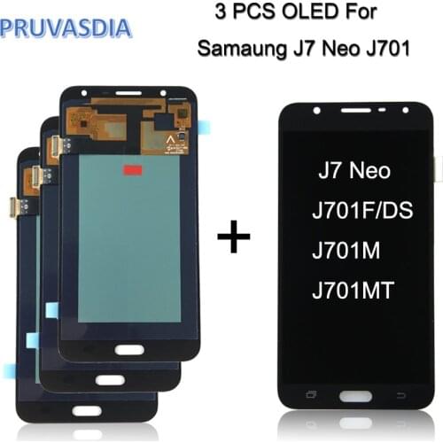 3 Piece Wholesale OLED LCD For Samsung Galaxy J7 neo J701 J701F J701M J701MT LCD Screen Display With Touch Screen Digitizer