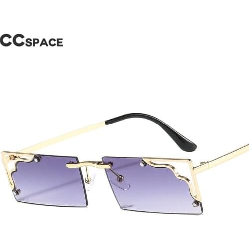 46663 Rimless Hollow Luxury Square Sunglasses Fashion Men Women Shades UV400 Vintage Glasses
