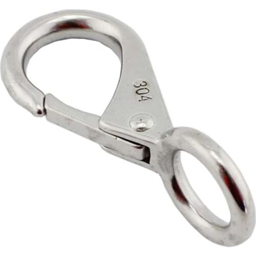 5pcs per lot Stainless Steel Boats Sailing Rigid Loaded Fixed Eye Boat Spring Clip Snap Hook