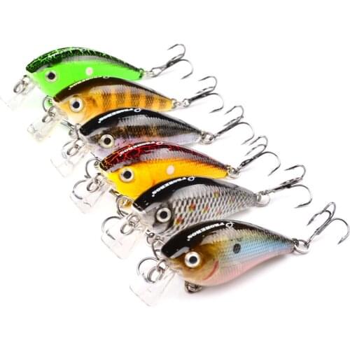 6PCS Crank Minnow Fishing Crankbait Fish Bass lure hook baits 5.5cm/6g Free shipping