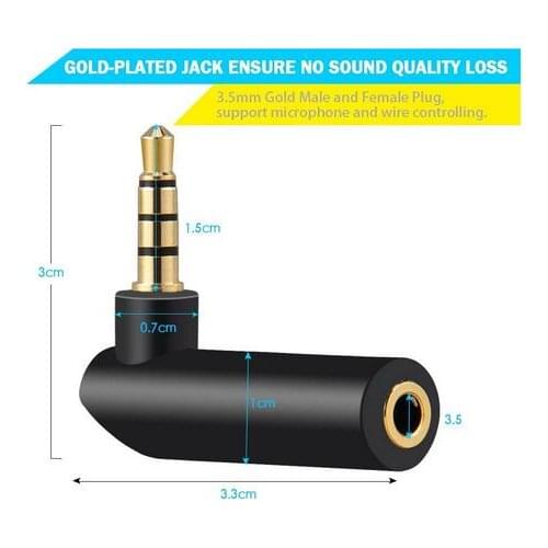 LBSC 3.5mm 90 Degree Audio Adapter,3.5mm Audio Adapter,3.5mm Right Angle Adapter Headphone Adapter,Female to Male AUX Adapter