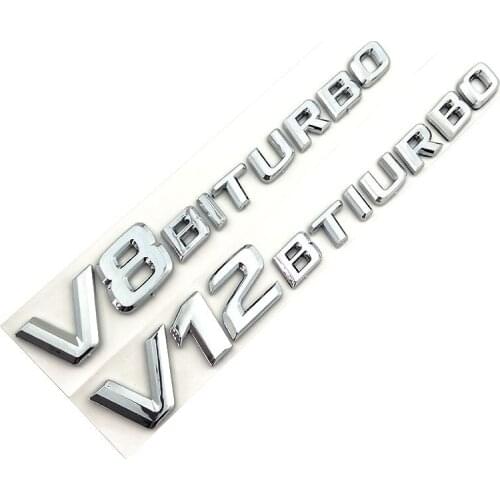 3D AMG Car Sticker V12 V8 BITURBO Logo Emblem Badge Rear Side Car-styling Sticker for Benz AMG BMW VW Mazda Chevrolet Skoda