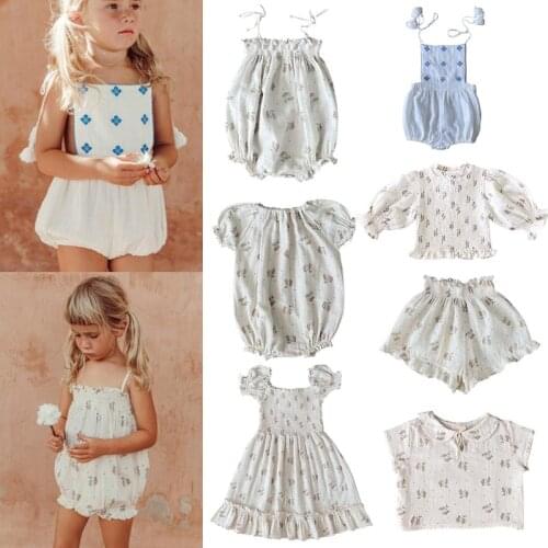 Floral Printed Cute Baby Romper 2021 New Summer Cotton Infant Toddler Jumpsuit Li Kids Children Girls Brand Clothes Suit Outwear