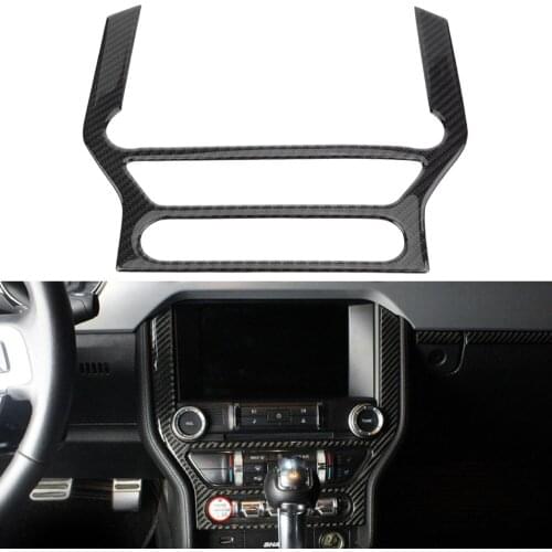 For Ford Mustang 2015 2016 2017 Car Accessories Carbon Fiber Multimedia Center Console Panel Decorative Trim Sticker