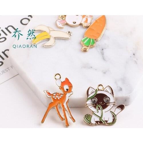 BULK 10 Brown Deer Enamel Charms Animal Gold Tone With Brown Enamelled Sika Deer Earring Bracelet Necklace Metal Pendant LJ37EY3
