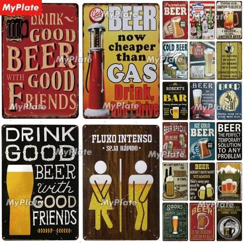 Ice Cold Beer Metal Sign Vintage Plaque Alcohol Tin Sign Plate Wall Decor For Bar Club Man Cave Art Retro Beer Poster Custom