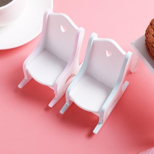 J60B Mini Dollhouse Wooden Rocking Chairs Model Chairs Wooden Chairs for Birthday Easter Party Wedding Graduation