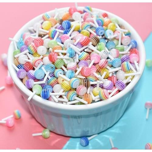 Julie Wang 20PCS Mix Resin Lolipop Charms Imitation Sugar Candy Miniature Embellishment Landscape Ornament Decor Scrapbook Craft