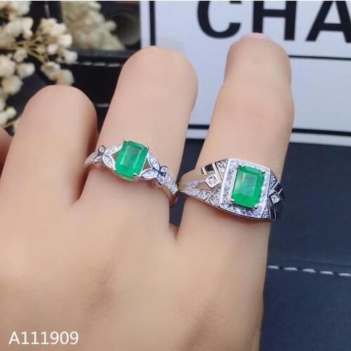 KJJEAXCMY boutique jewelry 925 sterling silver inlaid natural emerald gemstone male female ring support detection luxury