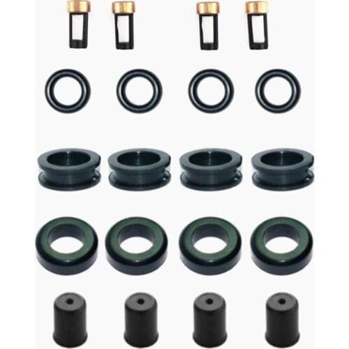 4sets Fuel Injector Service Repair Kit Seals Filters Caps For Mazda RX-7 1.3L CSKDO64 87-88 #195500-1350 195500-20409(AY-RK059)