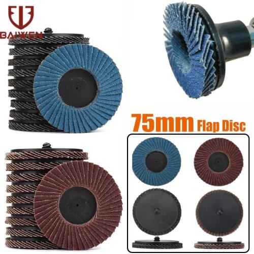 3 Inch Round Flat Durable Flap Discs Roll Lock Grinding Sanding Wheels 75mm With 3'' Holder For Angle Grinder Abrasive Tools