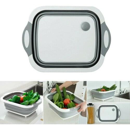 Multi-function 3 In 1 Folding Cutting Board Kitchen Foldable Drain Basket Chopping Blocks Washing Basket Kitchen Organizer