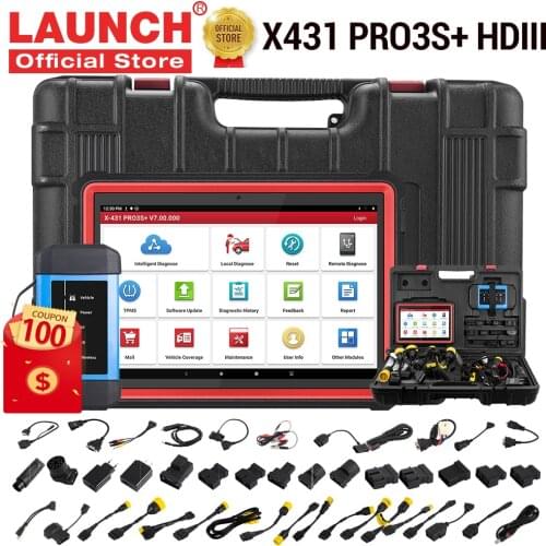 LAUNCH X431 PRO3S+ HDIII 10.1' Gasoline Diesel Diagnostic tool 12V 24V Full system Scanner OBD OBD2 Code Reader for Car/Truck