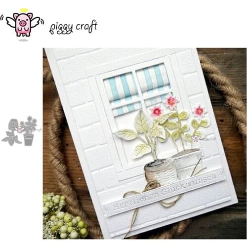 Piggy Craft metal cutting dies cut die mold Flower leaf potted plant Scrapbook paper craft knife mould blade punch stencils dies