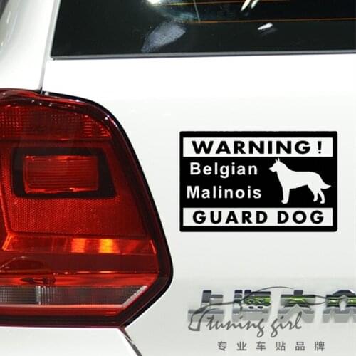 Car Stickers Dog In Car Belgian Malinois Warning Guard Dog Creative Decals Tail Rearview Mirror Auto Tuning Styling 16x10cm D10