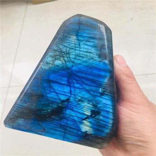 800-1500g Natural Crystal Moonstone Raw Gemstone Ornament Polished Quartz Labradorite Handicraft Decorating Stone Healing