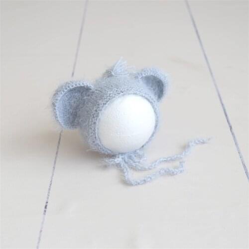 Fluffy Newborn Elephant Bonnet Hat Fuzzy Merino Wool Baby Boy Hat for Photography Props Vintage Newborn Animal Bonnet Props