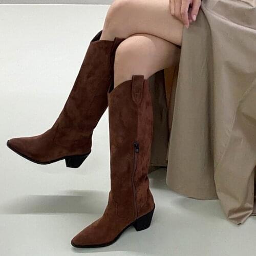 Size 33-42 Leather Women Boots New Winter Ankle Boots for WomenSquare Head Thick Heel Ladies 4CM/6CM Shoes